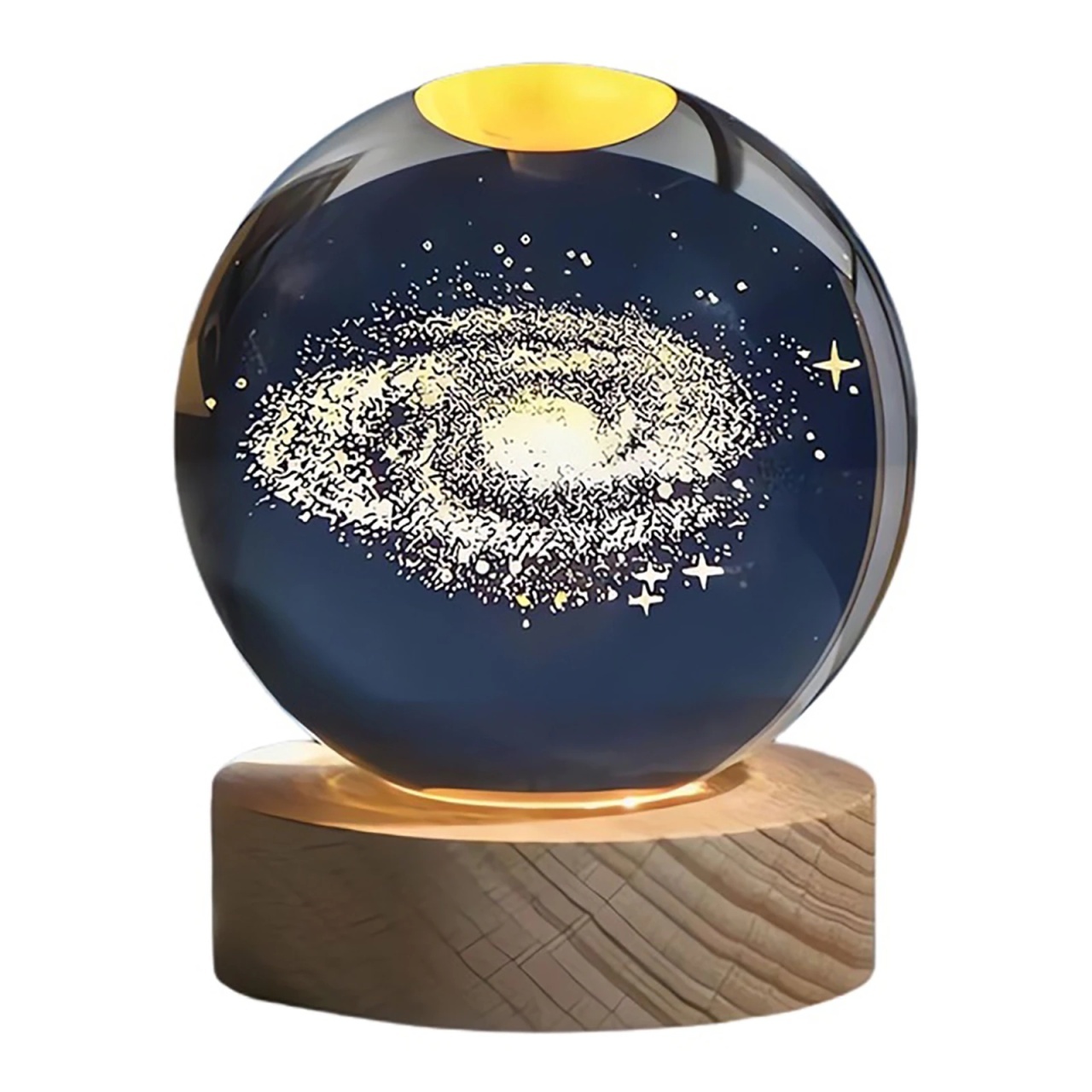 Glob Cristal 10cm Galaxie cu Suport Lemn Luminos , Decor Elegant si Cadou Premium 3
