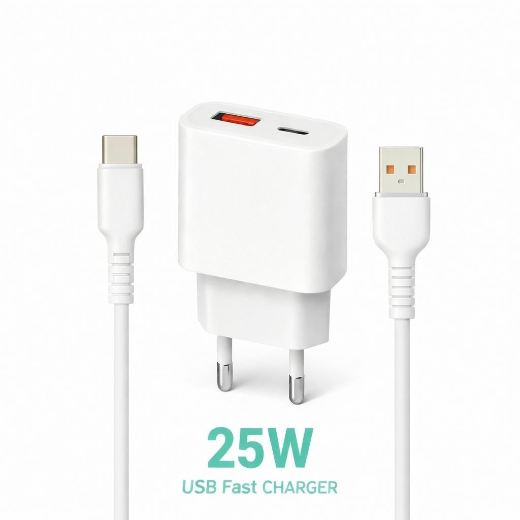 Încărcător priză Hongyu 25W Fast Charger cu cablu USB-C, încărcare rapidă 2