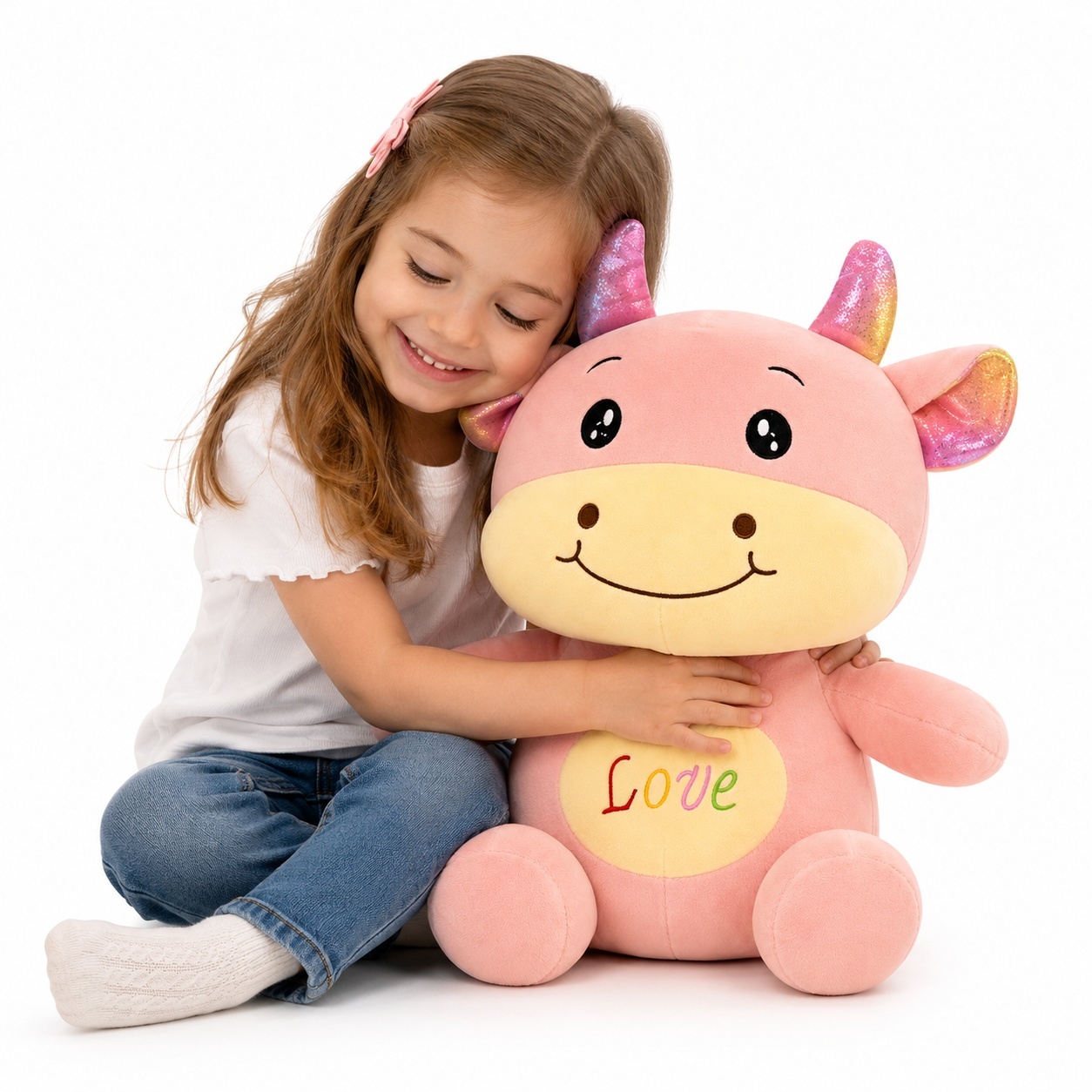 Jucarie de plus vacuta roz 45 cm – plus moale, design adorabil 2
