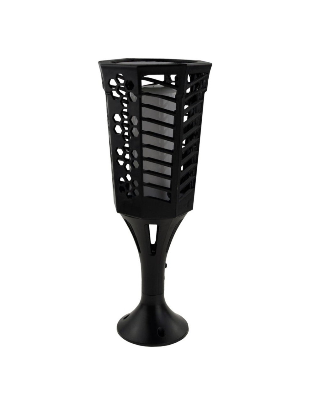 Lampă solară decorativă tip torță LED, set 2 bucăți, plastic, negru 4
