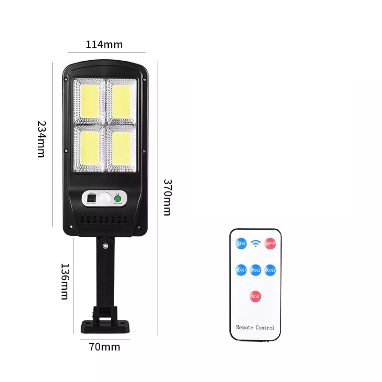 Lampă solară LED pentru grădină cu 120 COB LED-uri și telecomandă, negru, 114x234x370mm 3