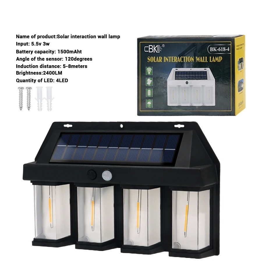 Lumină Solară cu Senzor de Mișcare, Plastic, Neagră, XF-8898, Lumină Inducție Solară