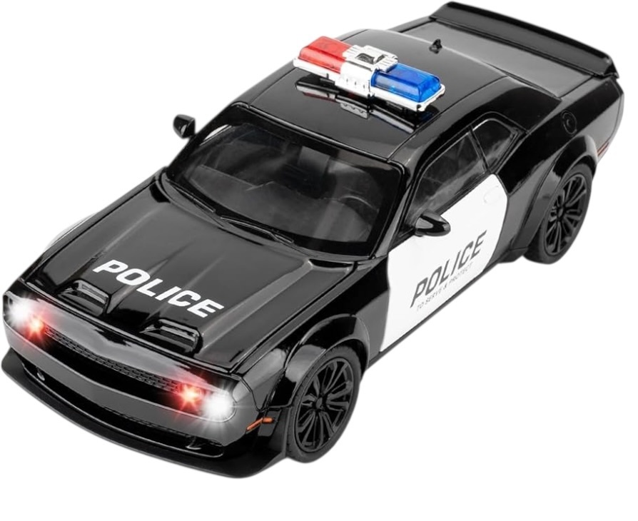 Mașină de poliție din metal cu telecomandă, acumulator, lumini, scara 1:16, 32,5 cm 2