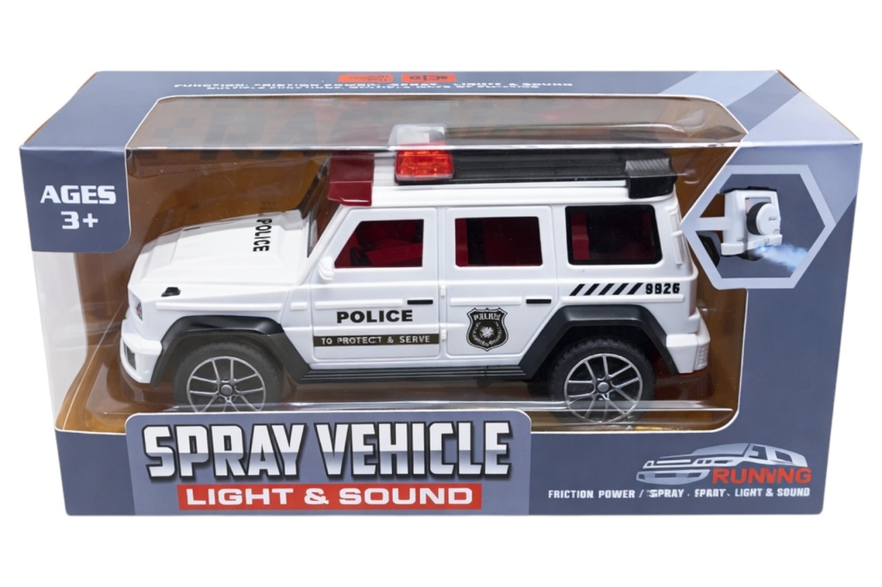 Mașină de Poliție Jucărie cu Putere Fricțiune, Lumini și Sunete, Abur, 21.5cm 2