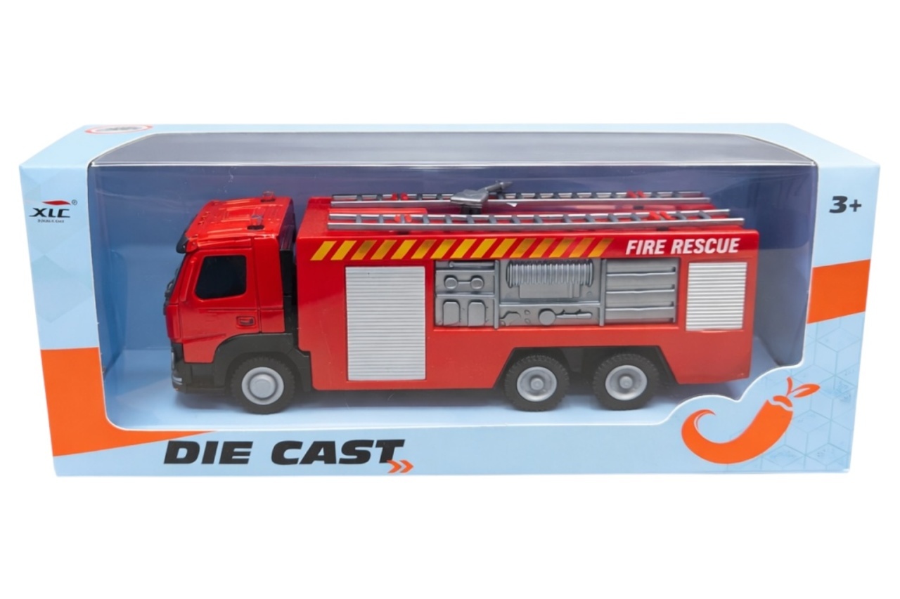 Mașină de pompieri die-cast cu scara, din aliaj de metal, roșie, 14.5 cm 2