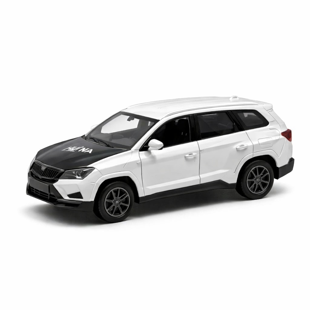 Masinuta metalica SUV alb cu detalii negre, usi deschise, model modern 15 cm 2