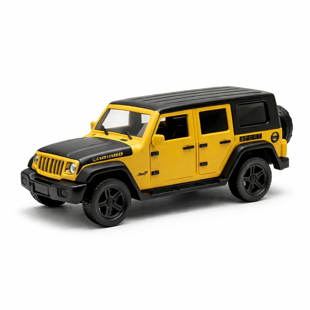Masinuta offroad metalica galben cu negru, model SUV 15 cm 2
