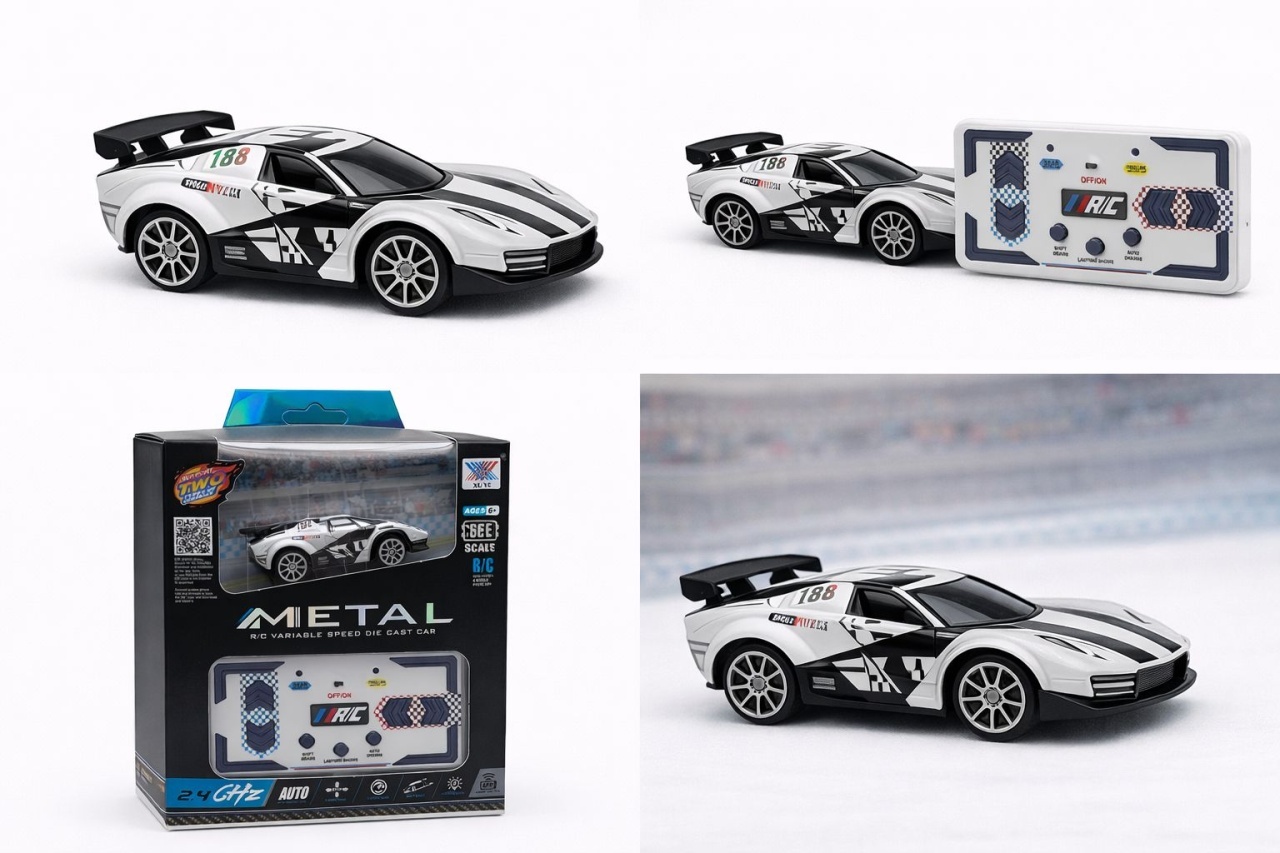 Masinuta RC metalica 1:64 alba cu control telefon si telecomanda 2.4GHz 2