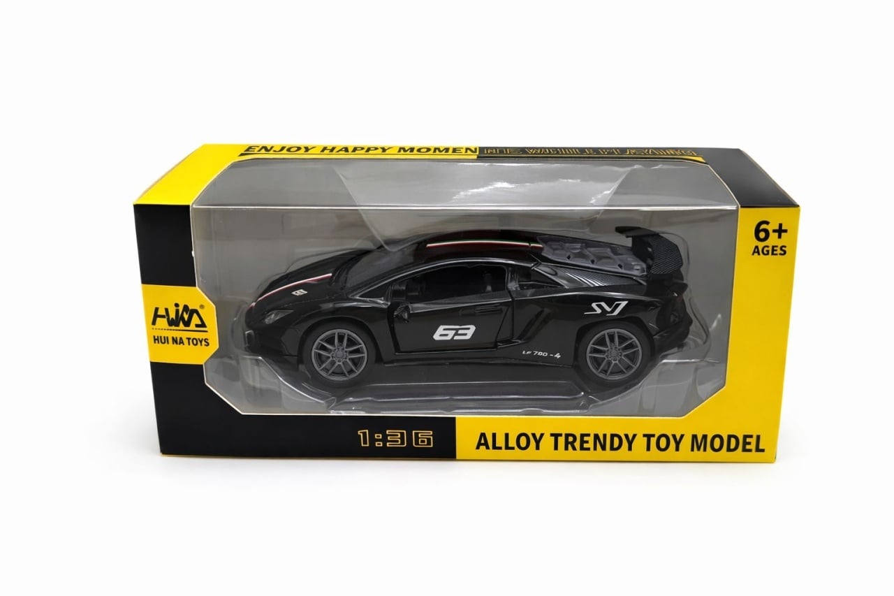 Masinuta sport metalica 1:36, design racing, deschidere usi, negru, 15 cm 2