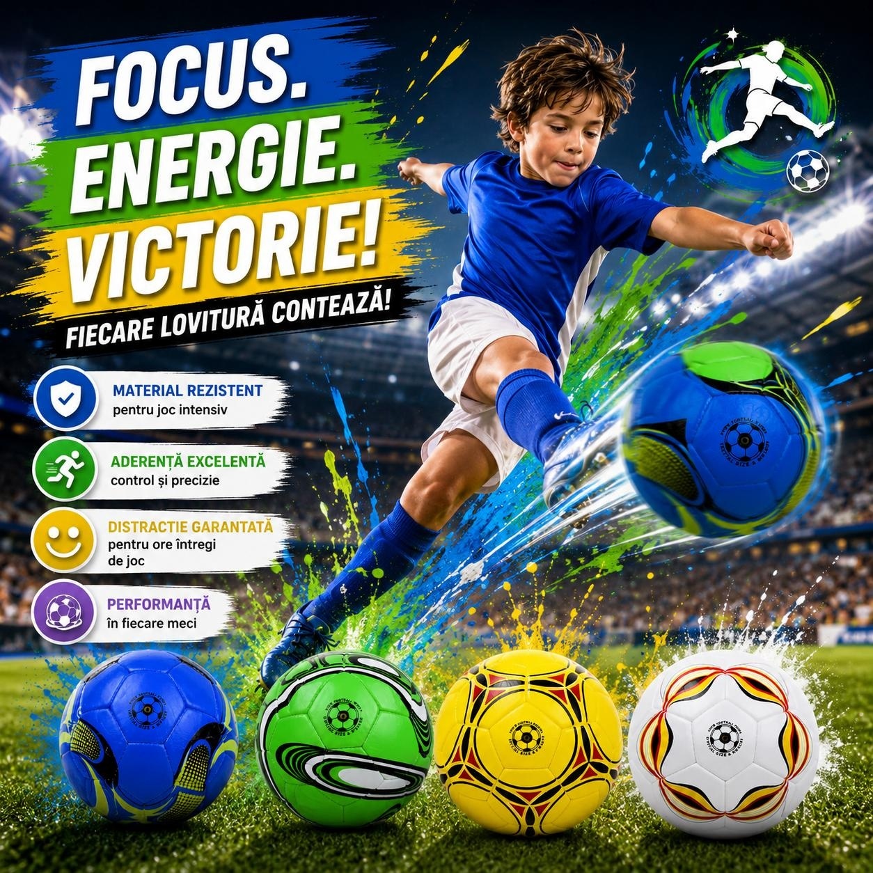 Minge de Fotbal pentru Copii și Antrenament - Design Colorat, Rezistentă și Ușoară 2