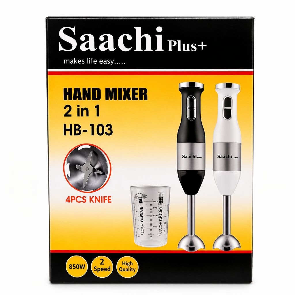 Mixer de mână 2 în 1 Saachi Plus, Plastic, Model HB-103, negru 2