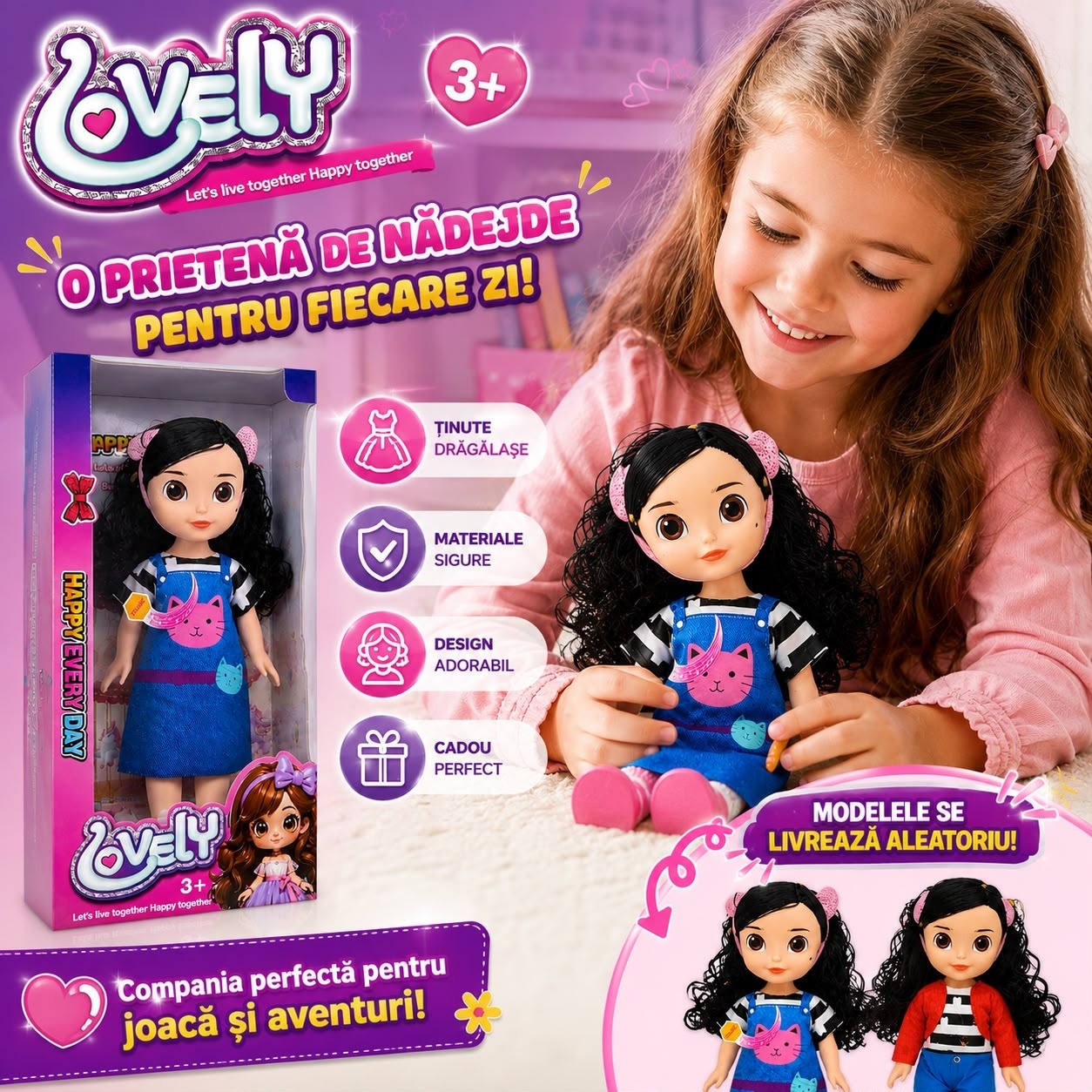 Păpușă pentru Fetițe cu Păr Lung și Hăinuțe Colorate, 30 cm, Model Aleatoriu – Jucărie 3+ Ani 2