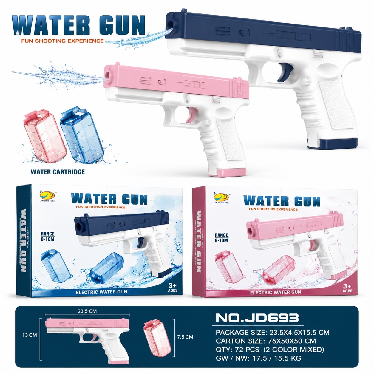 Pistol Electric cu Apa pentru Copii, 23.5 cm, Rezervor Detasabil, Model Aleatoriu 2