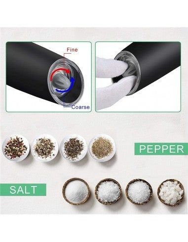 Râșniță electrică pentru sare și piper cu mărunțire reglabilă, alimentare 6 baterii AAA, 20 cm 4