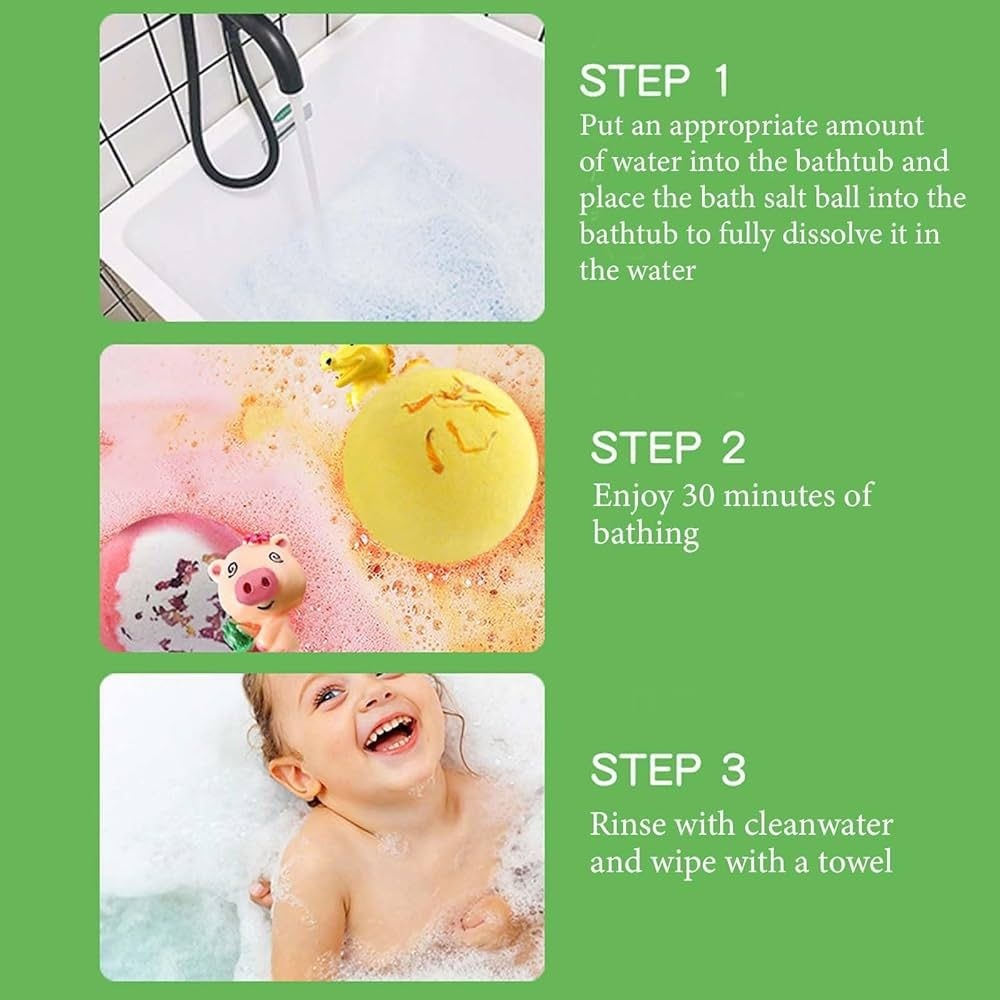 Set 12 Bile Efervescente de Baie pentru Copii cu Figurine Surpriză – Bombe de Baie Colorate cu Animăluțe 4
