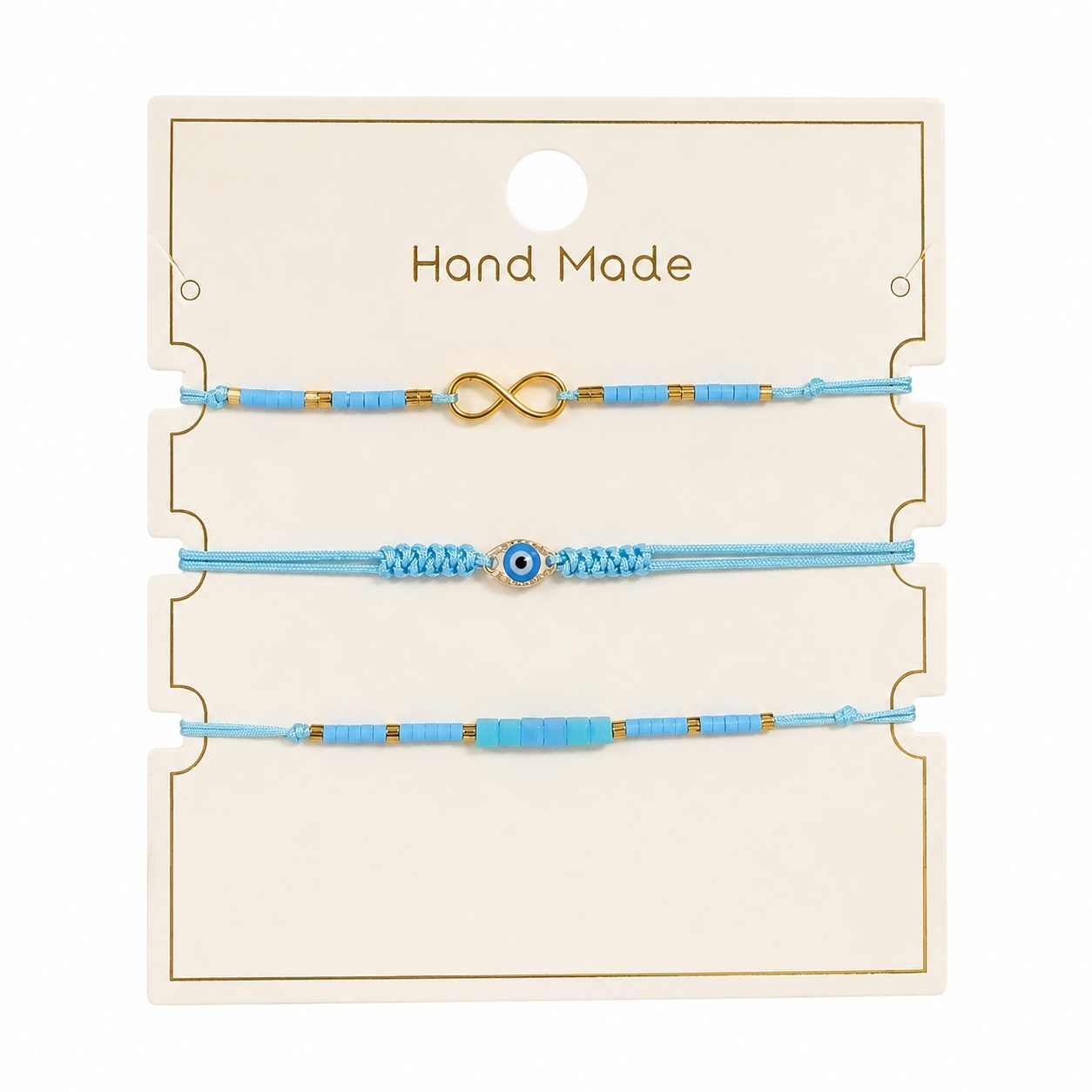 Set 12 Brățări Trio Handmade cu Ochi Protector și Infinit – 16 cm, Reglabile, Culori Diferite 2