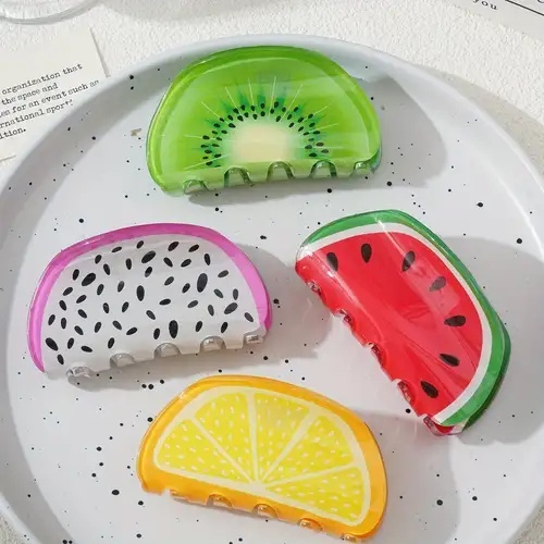 Set 12 Cleme Par 9cm Model Felii Fructe Colorate , Accesorii Fashion Vara 2