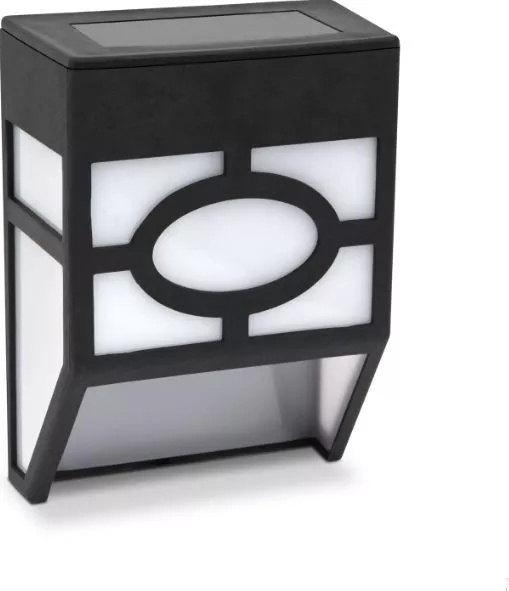 Set 4 lumini solare LED pentru gard, plastic negru, exterior 3