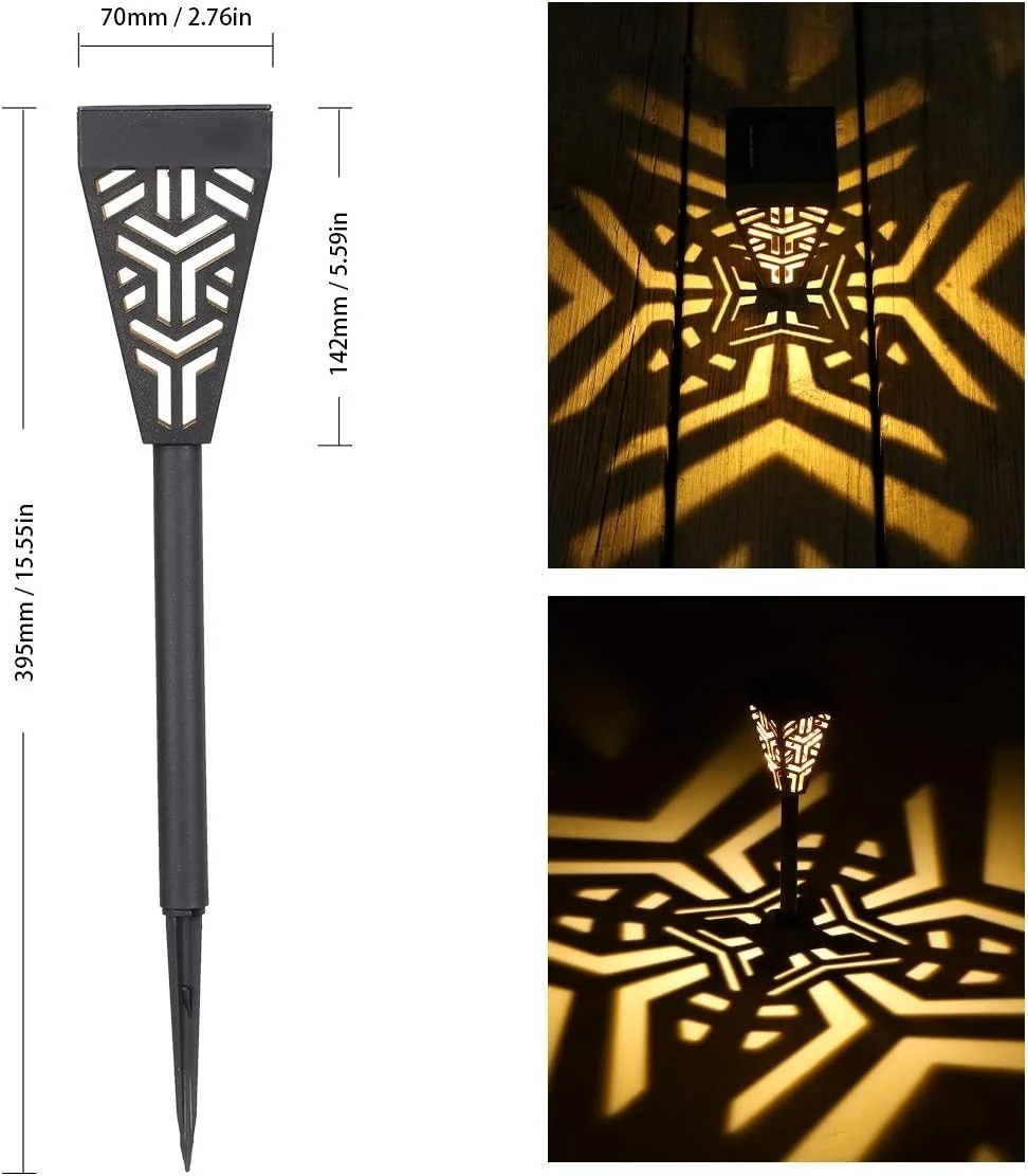 Set 6 Lămpi Solare pentru Grădină cu Picior, Metal și Plastic, Lumină Caldă 2