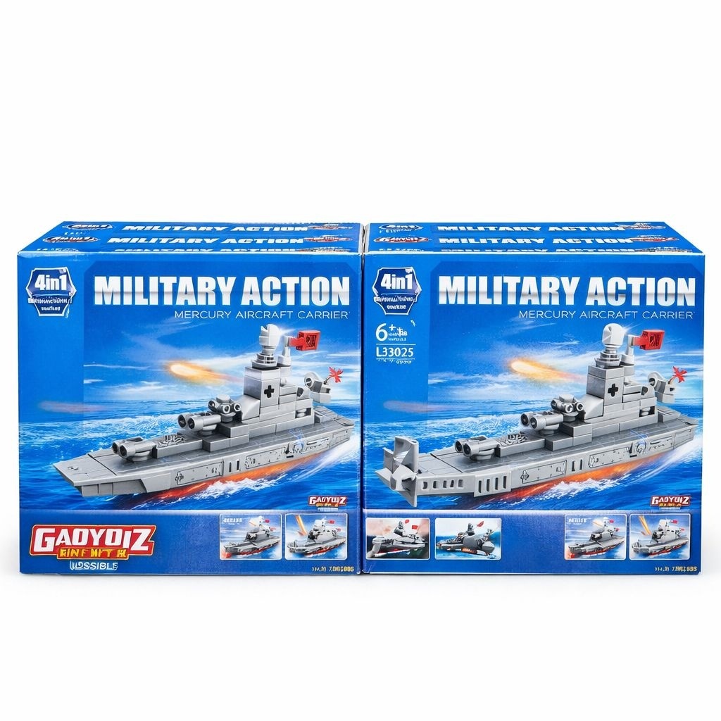 Set 8 jocuri constructie vehicule militare interconectabile, 4 modele, 109-120 piese