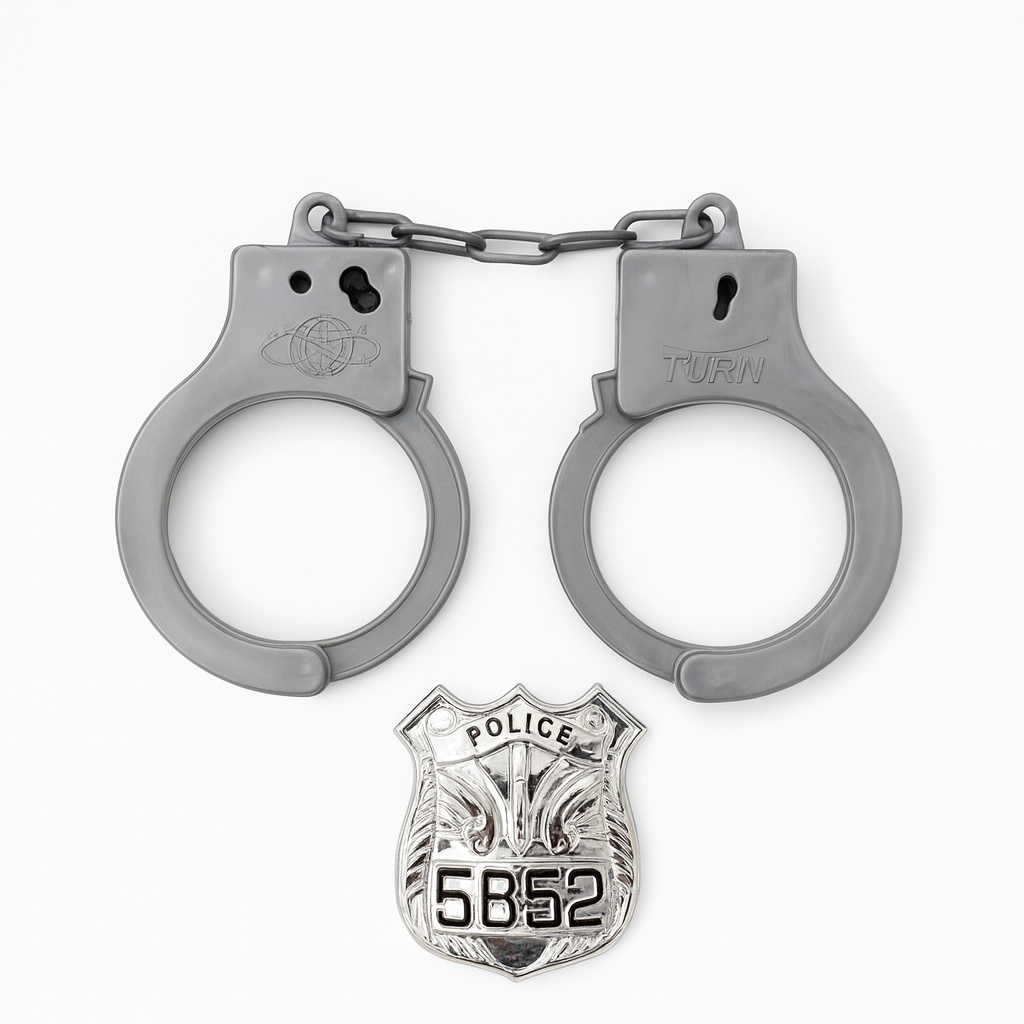 Set Catuse Jucarie cu Insigna Politie , 16x16 cm