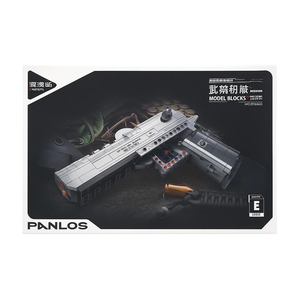 Set Constructie Pistol Panlos Model Blocks, Cu Mecanism Functional, 360 piese, 32x21cm