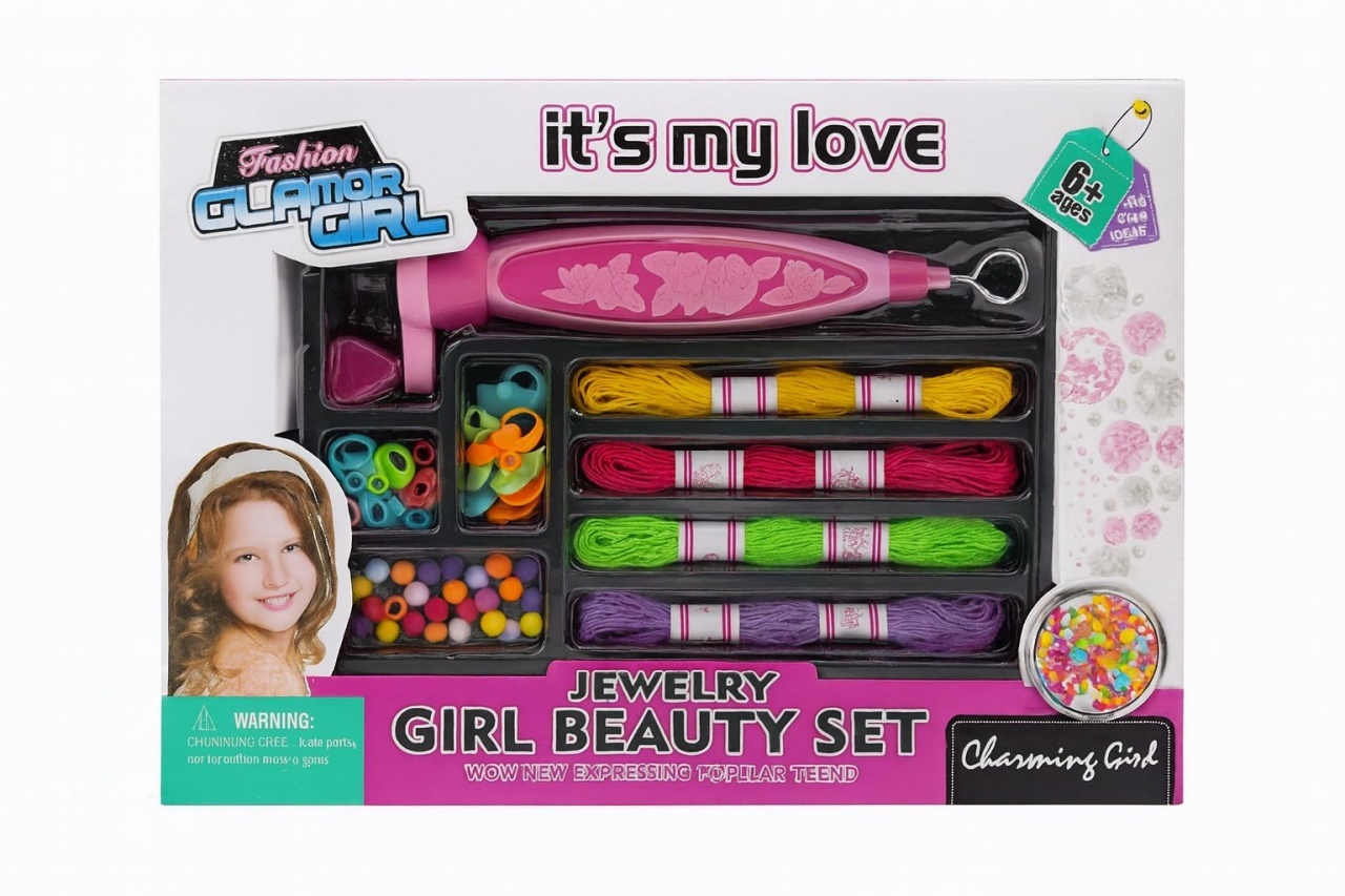 Set Creativ pentru Fetite , Realizare Bratari si Accesorii Fashion Glamor Girl, 29x21cm