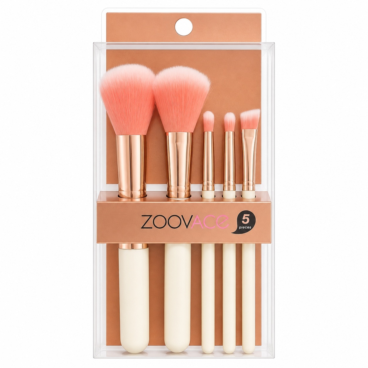 Set de 5 Pensule Machiaj Roz – Pensule Profesionale pentru Față, Ochi și Contur