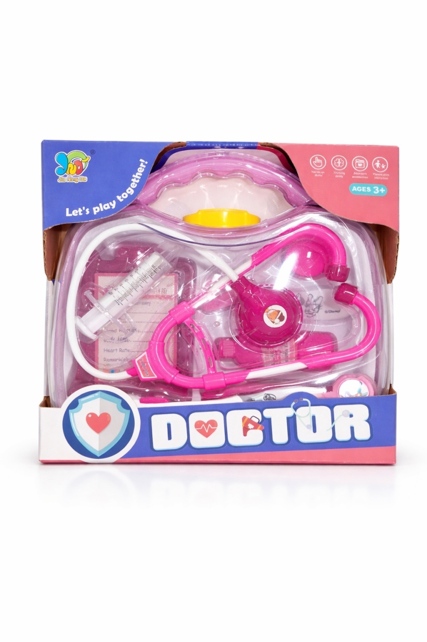 Set doctor pentru copii- stetoscop si accesorii medicale, geanta transport, 23 cm