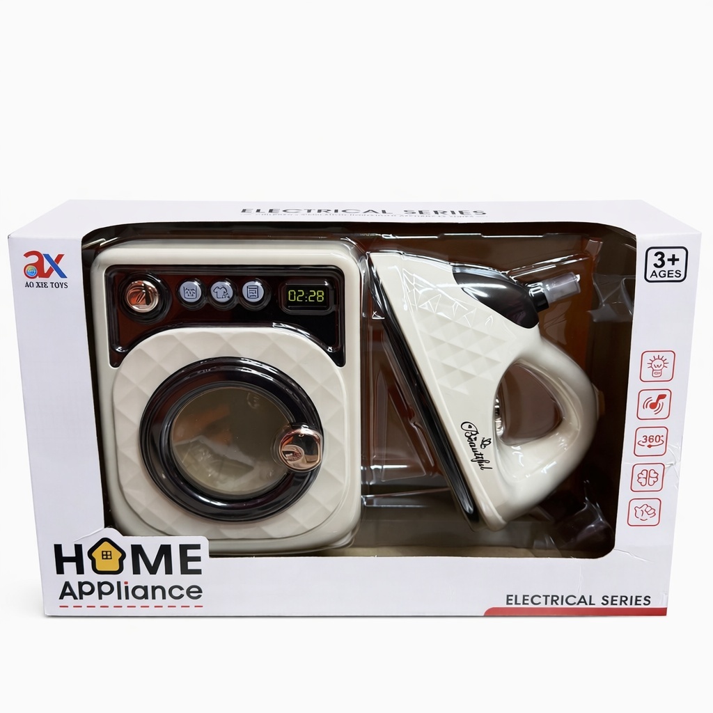 Set Jucărie Interactivă Mașină de Spălat și Fier de Călcat din Plastic, Funcții Realiste, 33x21,5x10 cm 2