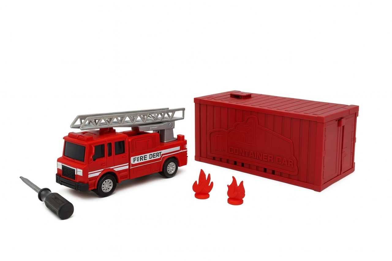 Set Jucarie Pompieri Fire Hall Series , Container Car, 23x10 cm, pentru copii 3+ 2