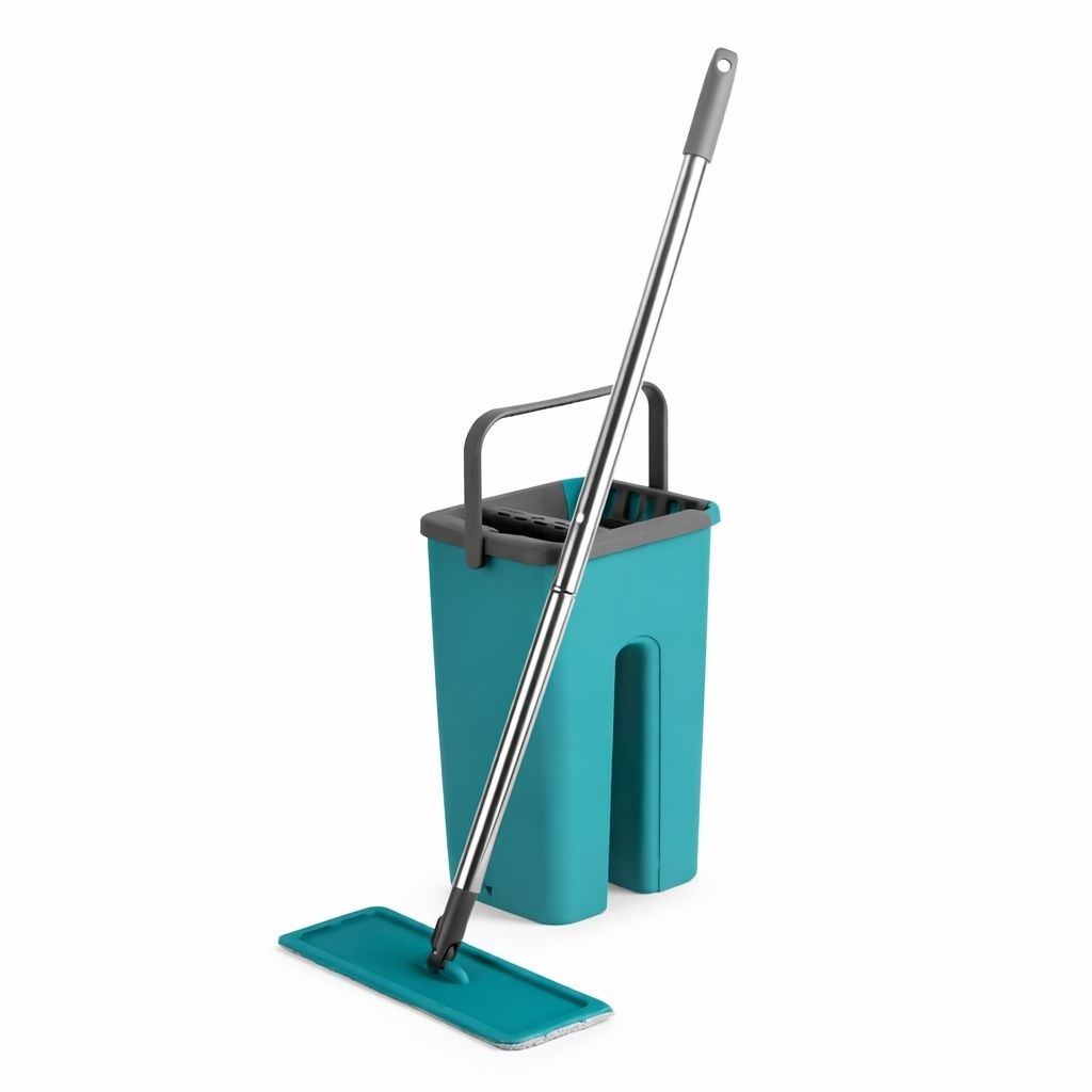 Set mop plat cu galeata si sistem stoarcere, curatare pardoseli 2