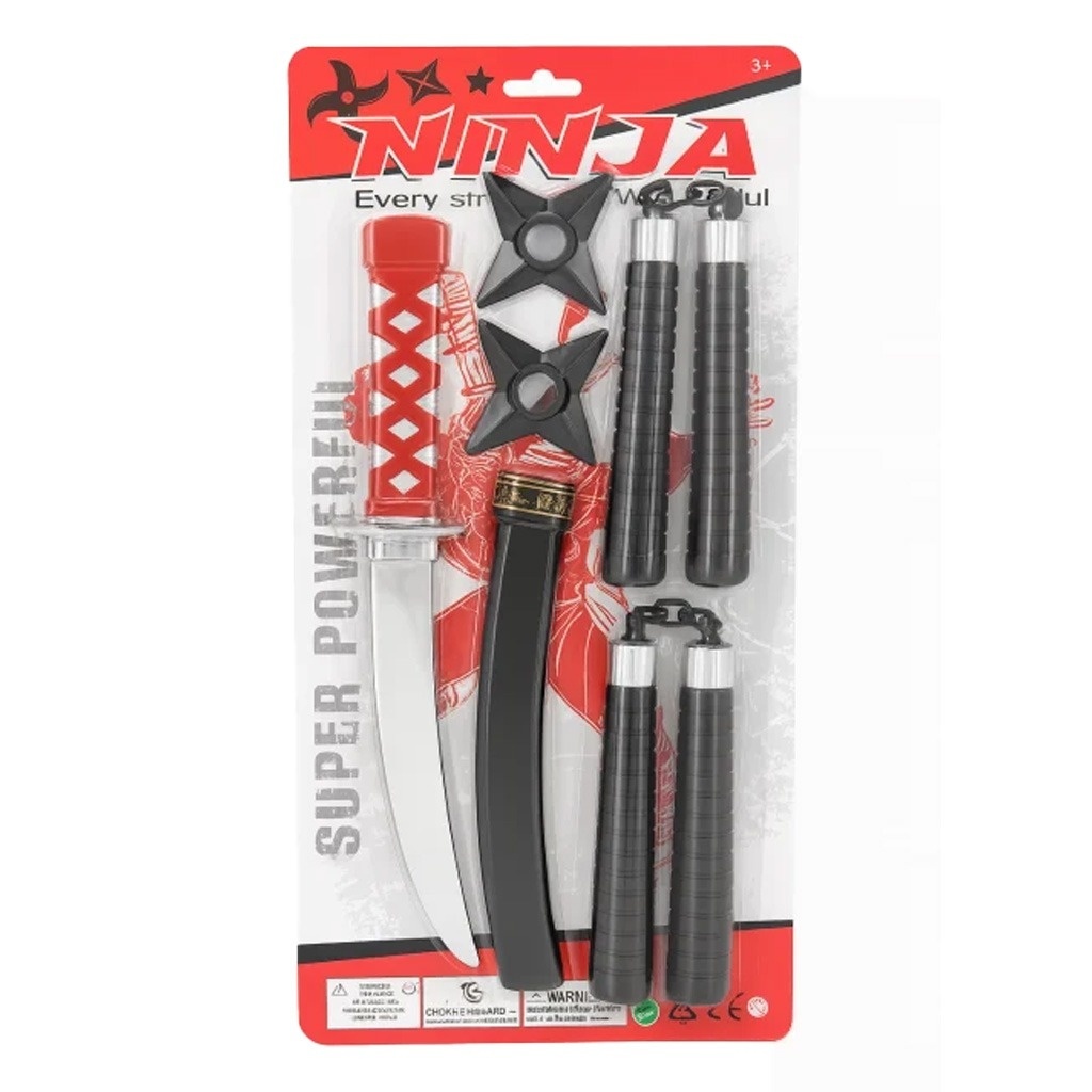 Set Ninja , 2 Sabii, 3 Stele si Nunchaku , 44x22 cm 3