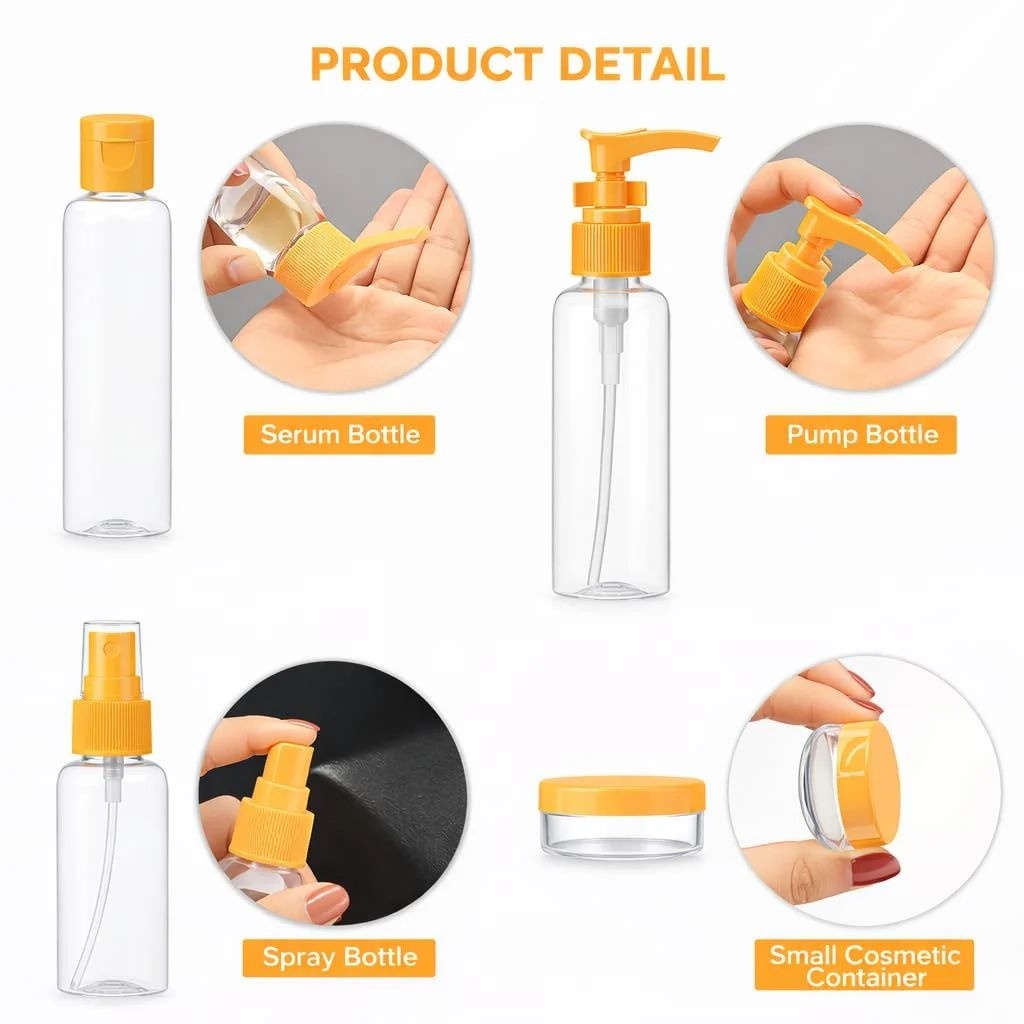 Set recipiente cosmetice pentru călătorie, 6 piese, verde/albastru/mov 2