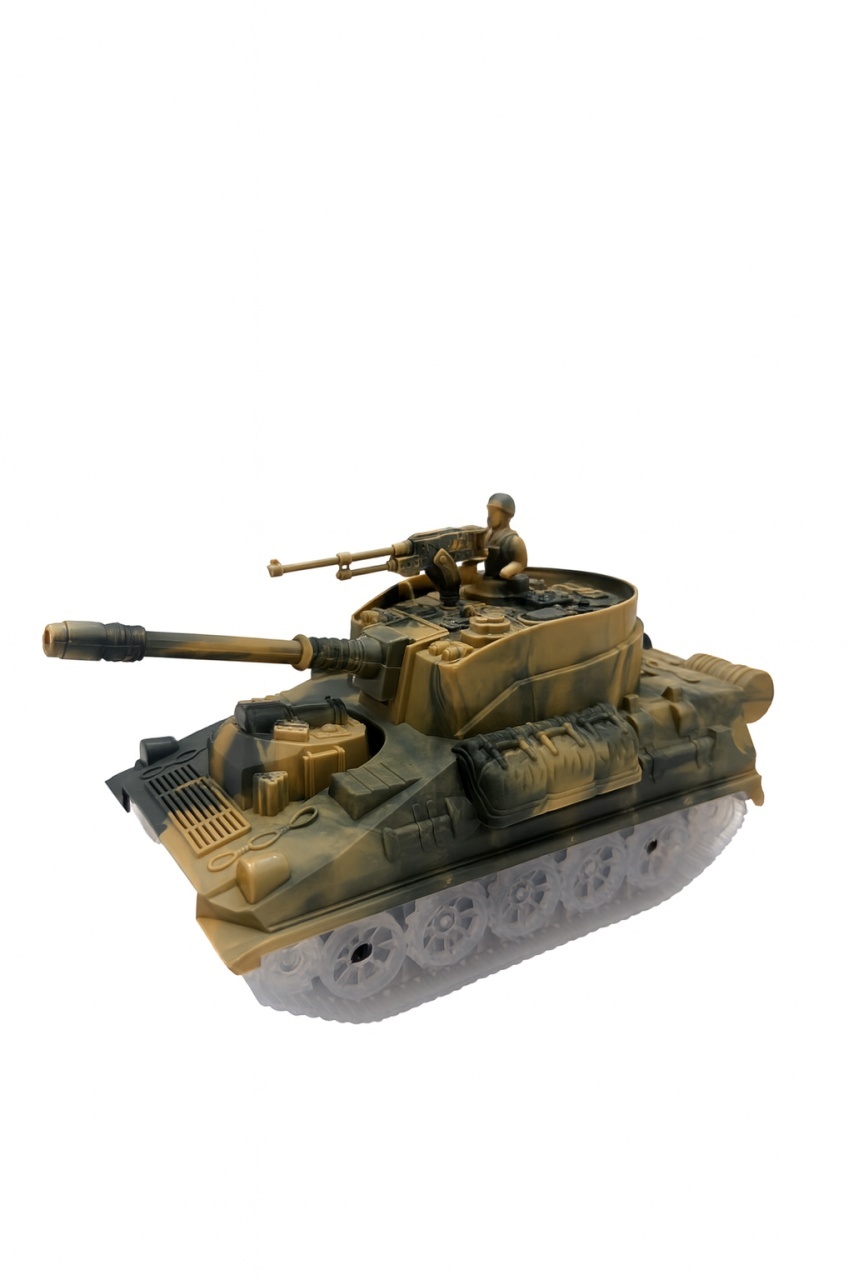 Tank Jucarie 20x11 cm cu Lumini si Sunete , Model Militar cu Soldat, Senile Mobile 2