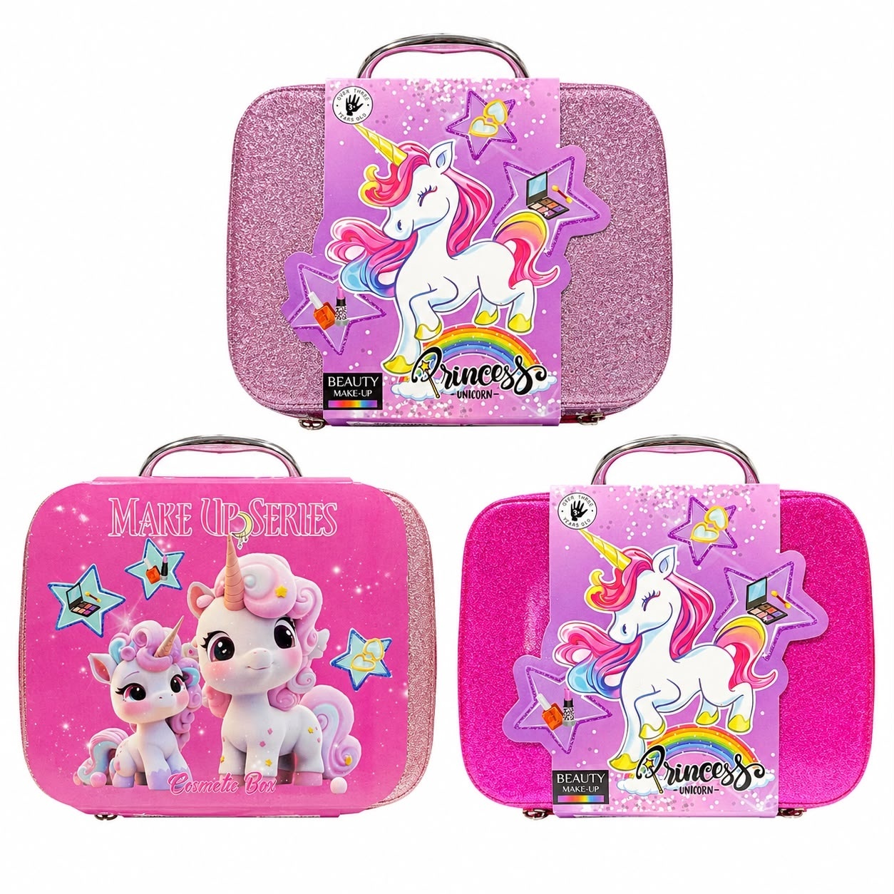 Trusă de Machiaj pentru Copii Unicorn Princess în Geantă, Model Aleatoriu, Set Cosmetic 3+ Ani