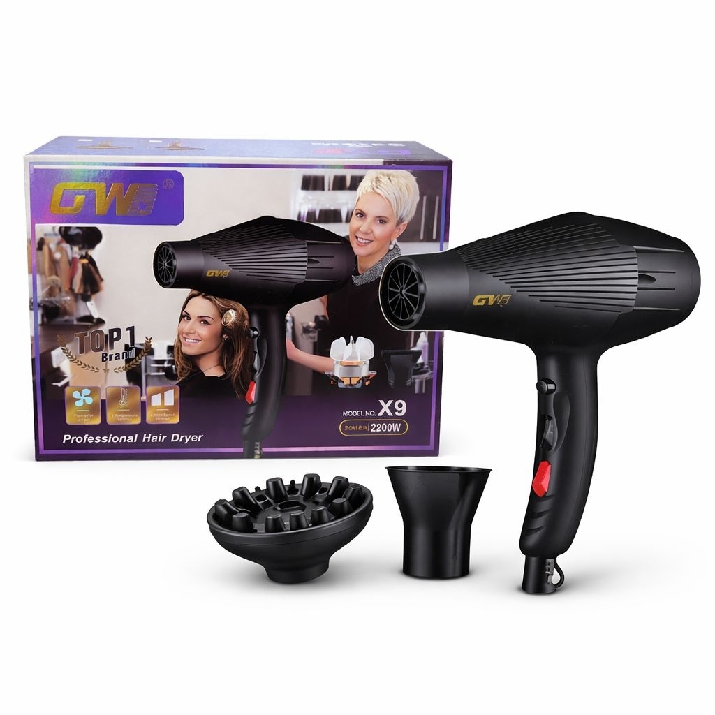 Uscător de păr profesional din plastic, GW-X9, Negru 2