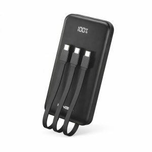 Baterie externă Hongyu 12000 mAh cu cabluri integrate și display LED, încărcare rapidă 2.1A, negru - Img 3