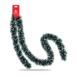 Beteală de Crăciun pentru brad, verde cu vârfuri albe, plastic, 200 cm, Ø 4,5 cm - Img 2