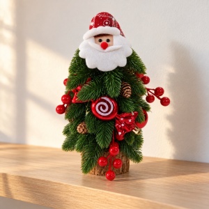 Brăduț decorativ de Crăciun cu chip de Moș Crăciun, fără lumini, 31 × 20 cm - Img 4