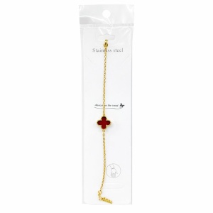 Brățară aurie Roxé cu simbol bordo elegant, reglabilă 16.5+6 cm - Img 2