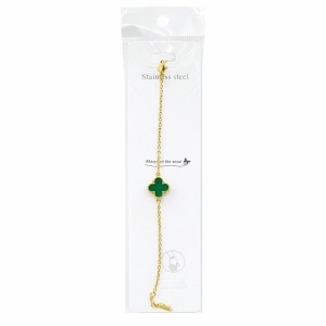 Brățară aurie Roxé cu simbol verde elegant, reglabilă 16.5+6 cm