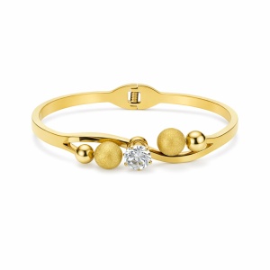 Bratara eleganta ROXE aurie cu cristal stralucitor si bile decorative - Img 2