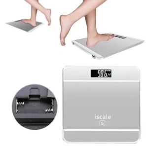 Cântar electronic de baie iScale, display touchscreen, material sticlă și plastic, argintiu metalic - Img 3