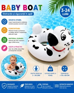Colac Gonflabil Cățel pentru Bebeluși – Baby Boat 70x60 cm, Model Dalmațian, Sigur și Confortabil - Img 2
