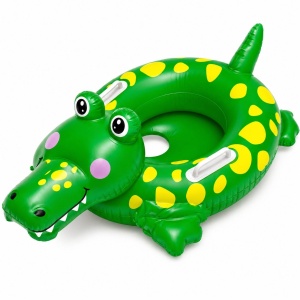 Colac gonflabil copii crocodil 72 cm pentru piscina si plaja, model vesel verde