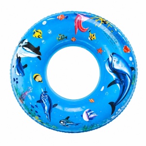 Colac gonflabil copii cu delfini, 100 cm, albastru, pentru piscina si mare