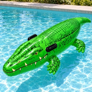 Colac Gonflabil Crocodil Verde 134 cm – cu Mânere, pentru Piscină și Plajă - Img 6