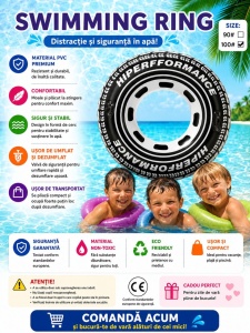 Colac Gonflabil model Anvelopa 100 cm – Colac de Înot Negru pentru Piscină și Plajă - Img 2