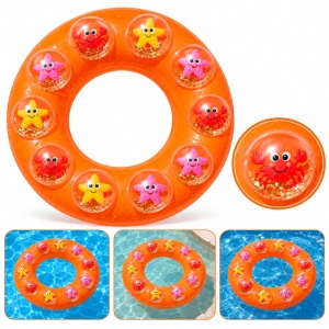 Colac Gonflabil Portocaliu cu Animăluțe Marine, 60 cm – pentru Piscină și Plajă